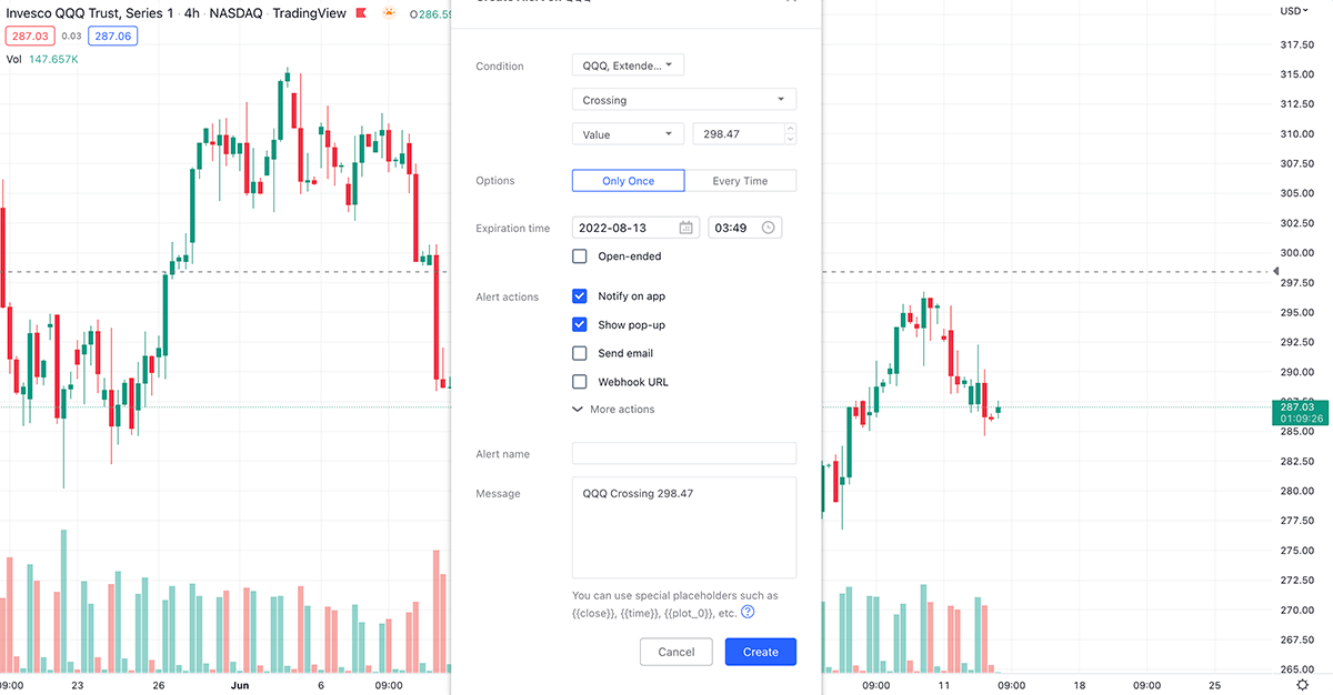 tradingview alert settings