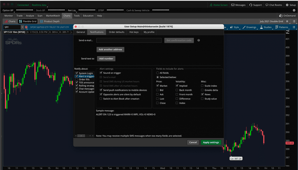thinkorswim alerts settings page